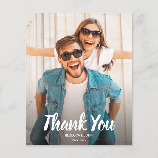 White Text Wedding Foto Vielen Dank Hinweis Flyer (Vorne)