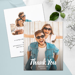 White Text Wedding Foto Vielen Dank Hinweis Flyer