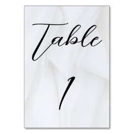 White Texture Wedding Table Card Number 1 Tischnummer