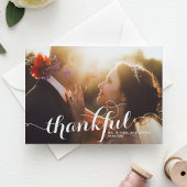 White Thankful Calligraphy Foto Wedding Danke Postkarte