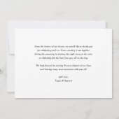 White Thankful Modern Calligraphy Foto Wedding Dankeskarte (Rückseite)