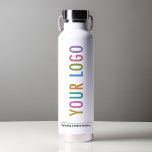 White Thor Water Bottle Company Logo Branded Trinkflasche<br><div class="desc">Easily personalize this 22 oz white stainless steel water bottle with your own company logo, tagline, recipient name, or other custom text. This Thor Copper Vacuum Insulated Bottle is designed for hot or cold drinks. Encouraging the use of reusable water bottles in your office can save costs on disposable cups...</div>