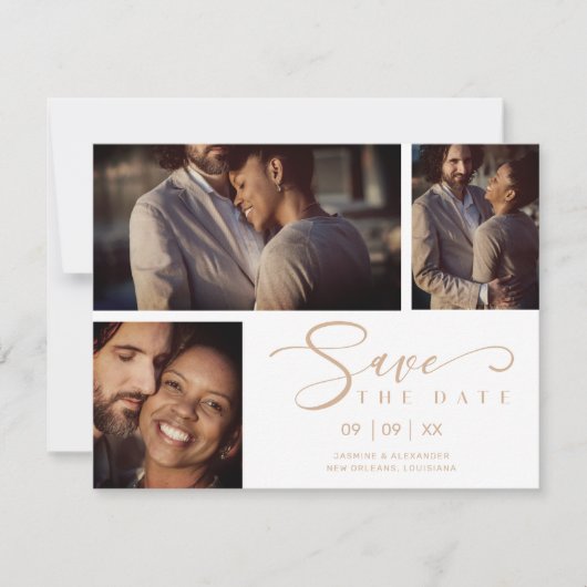 White Three Fotos Collage Wedding Funny Script (Vorderseite)