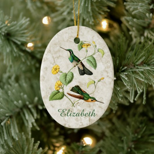 White Throated Mountain Gem Hummingbird Keramik Ornament (Baum)