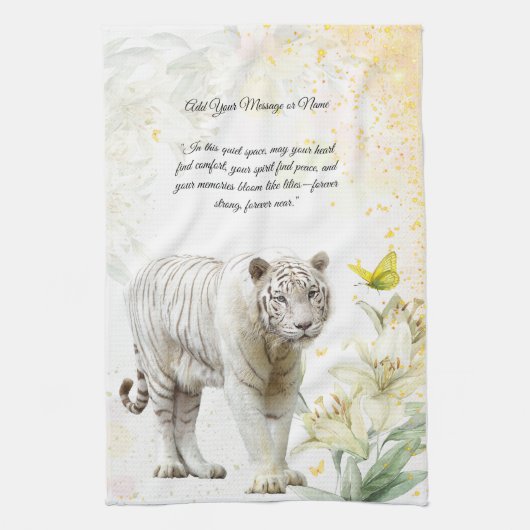 White Tiger and Lilies Stardust Geschirrtuch (Vertikal)