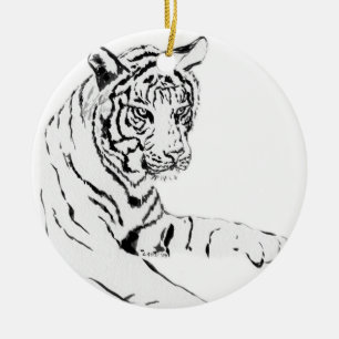 White Tiger Art Malerei Ornament