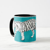 White Tiger auf Aquamarine Illustration Personalis Tasse (Vorderseite Links)