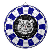 White Tiger auf Navy Blue und White Dart Board Dartscheibe (vorne)