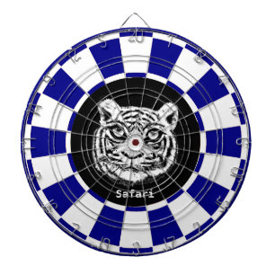 White Tiger auf Navy Blue und White Dart Board Dartscheibe