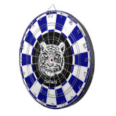 White Tiger auf Navy Blue und White Dart Board Dartscheibe (Vorderseite rechts)