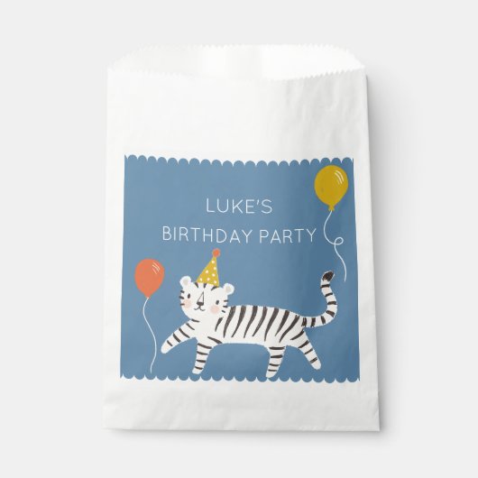 White Tiger Birthday Party Geschenktütchen (Vorderseite)
