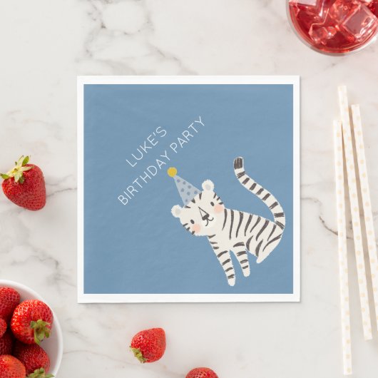 White Tiger Birthday Serviette (Beispiel)