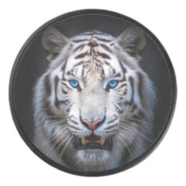White Tiger Blue Eyes Eishockey Puck