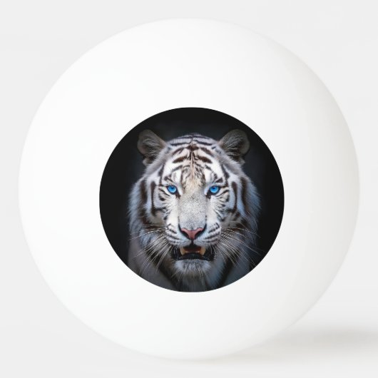 White Tiger Blue Eyes Tischtennisball (Vorderseite)