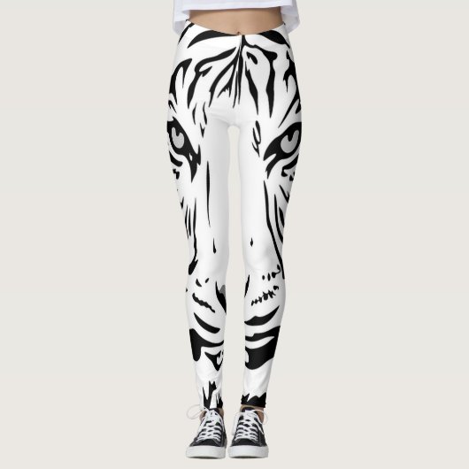 White Tiger Cartoon Leggings (Vorderseite)