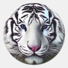 White Tiger Classic Round Sticker