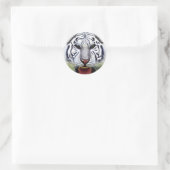 White Tiger Classic Round Sticker (Tasche)