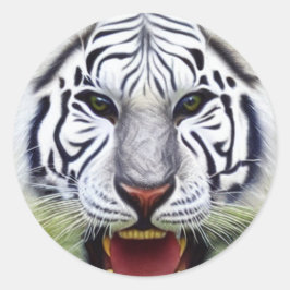 White Tiger Classic Round Sticker