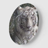 White Tiger Close-up Große Wanduhr (Winkel)