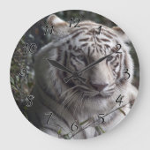 White Tiger Close-up Große Wanduhr (Vorderseite)
