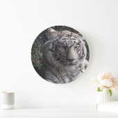 White Tiger Close-up Große Wanduhr (Zuhause)