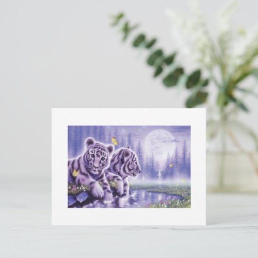 White Tiger Cubs Postkarte (Stehend Vorderseite)