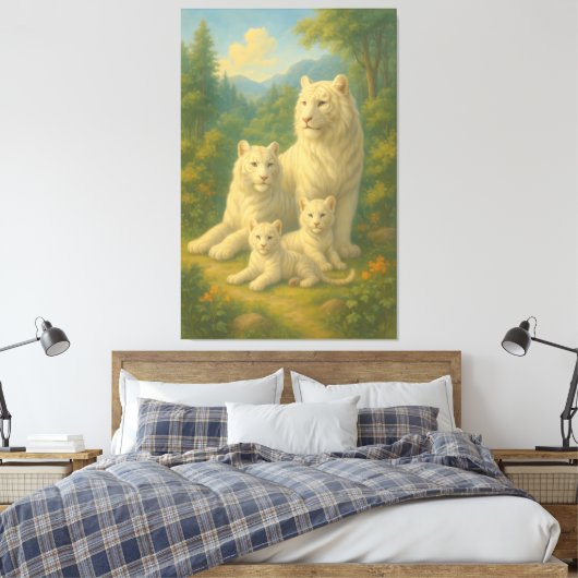 White Tiger • Dawn Forest Ancestral Family | ManJi Leinwanddruck (Insitu (Schlafzimmer))