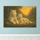 White Tiger • Dusk Forest Family | ManJiangHong Fi Leinwanddruck (Insitu (Holzboden))
