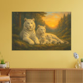 White Tiger • Dusk Forest Family | ManJiangHong Fi Leinwanddruck (Insitu (Wohnzimmer))