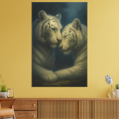 White Tiger – Eternal Affection • Premium Fine Art Leinwanddruck (Insitu (Wohnzimmer))