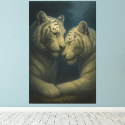White Tiger – Eternal Affection • Premium Fine Art Leinwanddruck (Insitu (Holzboden))