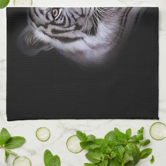 White Tiger Face Geschirrtuch (Gefaltet)