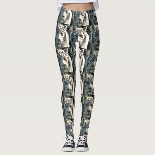 White Tiger Face Leggings (Vorderseite)