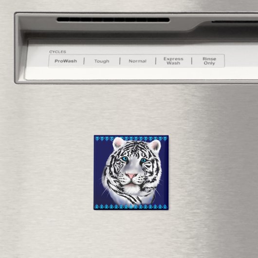 White Tiger Face Magnet (In Situ (Geschirrspüler))