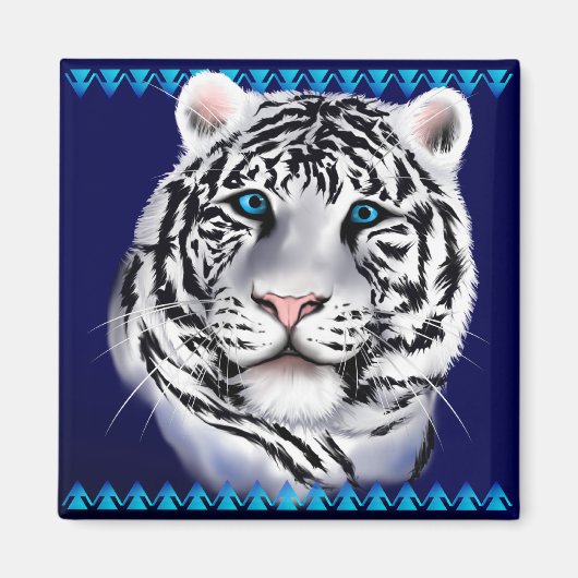 White Tiger Face Magnet (Vorne)