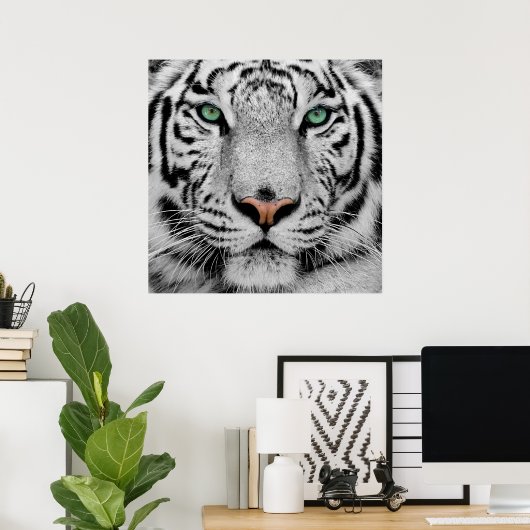 White Tiger Face Print Poster (Heimbüro)