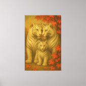 White Tiger Family – Autumn Maple Fine Art Wall Ar Leinwanddruck (Vorderseite)