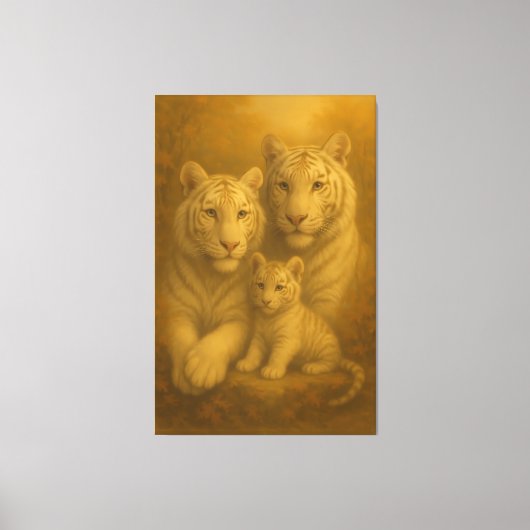 White Tiger Family – Fine Art Premium Canvas Leinwanddruck (Vorderseite)