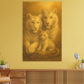 White Tiger Family – Fine Art Premium Canvas Leinwanddruck (Insitu (Wohnzimmer))
