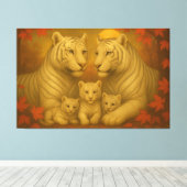 White Tiger Family – Ultra Premium Fine Art Canvas Leinwanddruck (Insitu (Holzboden))