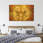 White Tiger Family – Ultra Premium Fine Art Canvas Leinwanddruck (Insitu (Schlafzimmer))