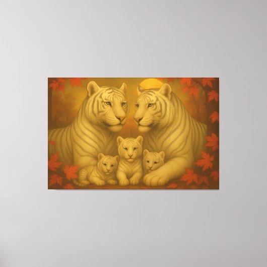 White Tiger Family – Ultra Premium Fine Art Canvas Leinwanddruck (Vorderseite)