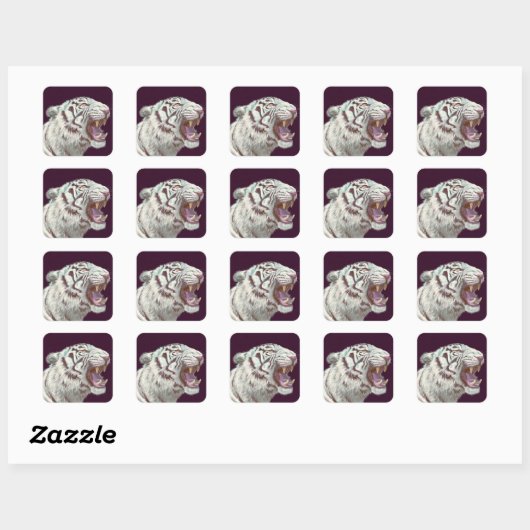 White Tiger Fierce Pose – Sticker (Blatt)
