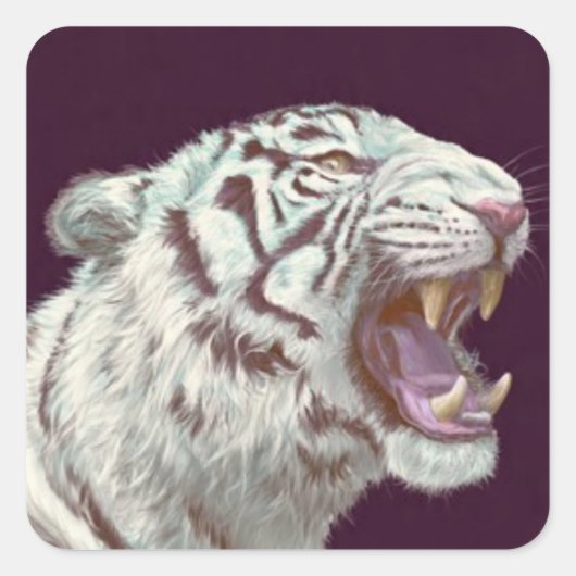 White Tiger Fierce Pose – Sticker (Vorderseite)