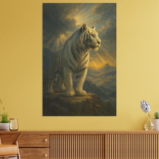 White Tiger – Fine Art Print Leinwanddruck (Insitu (Wohnzimmer))