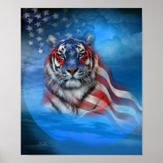 White Tiger Flag Art Poster/Print Poster