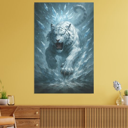 White Tiger – Frost King Ice Burst Descent – ManJi Leinwanddruck (Insitu (Wohnzimmer))