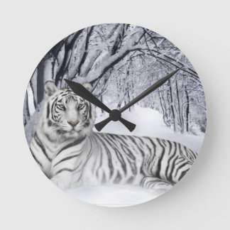 white+tiger+gifts runde wanduhr
