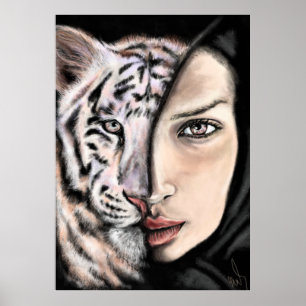 White Tiger Girl - Emotion Poster - Malerei Art