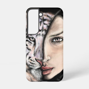 White Tiger Girl Face Samsung Galaxy Hülle